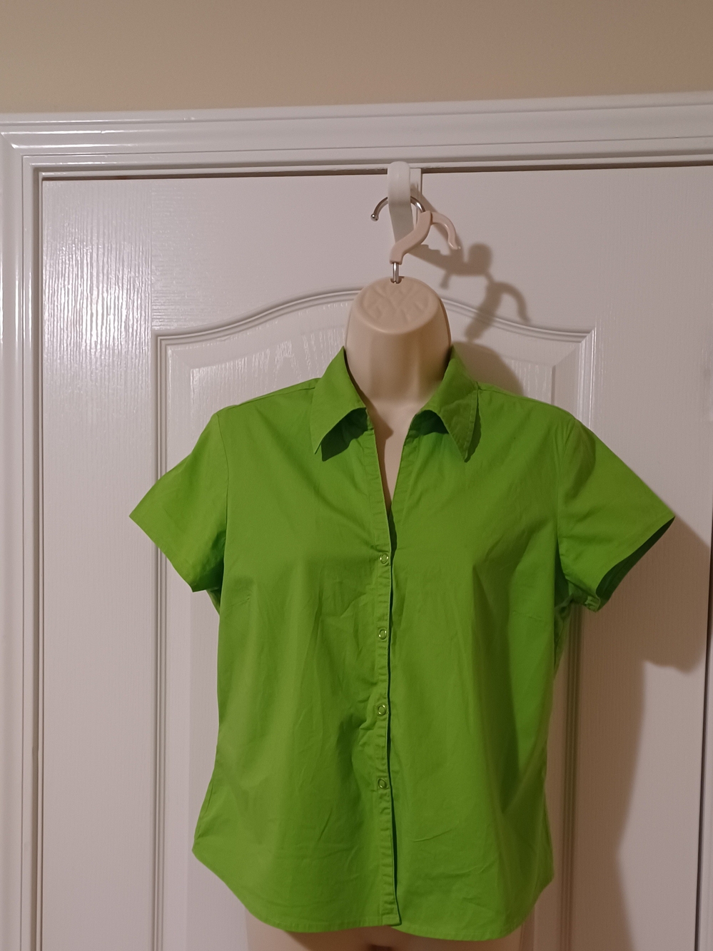 Classic Short-Sleeve Button-Down Shirt in Bright Green